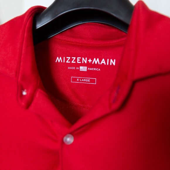 Mizzen + Main Polo Shirt Mens Red Solid Performance Stretch XL - Picture 2 of 4